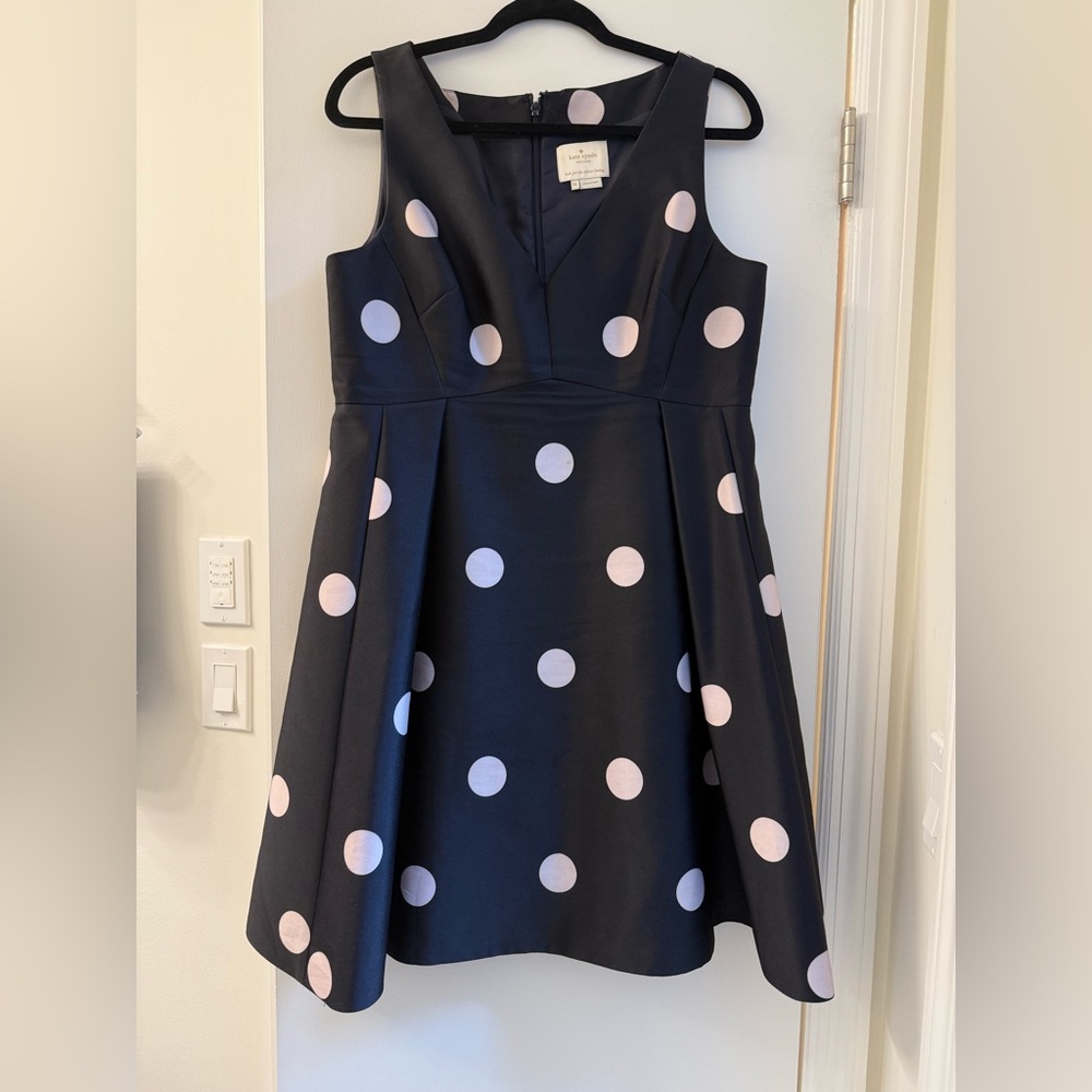 Kate Space Navy and Light Pink Polka Dot Dress